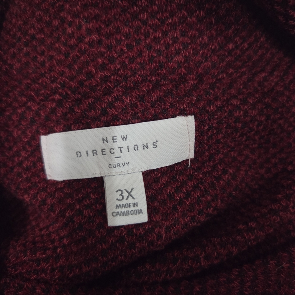 New Directions Burgundy Cowl Neck Sweater - Picture 9 of 12